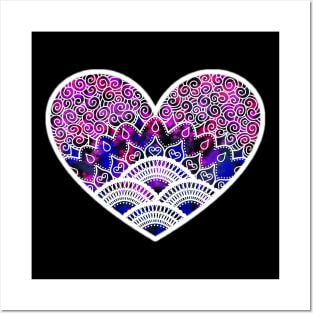 Illustrated heart white Posters and Art